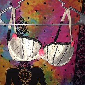 Sexy white and black polka dot bra